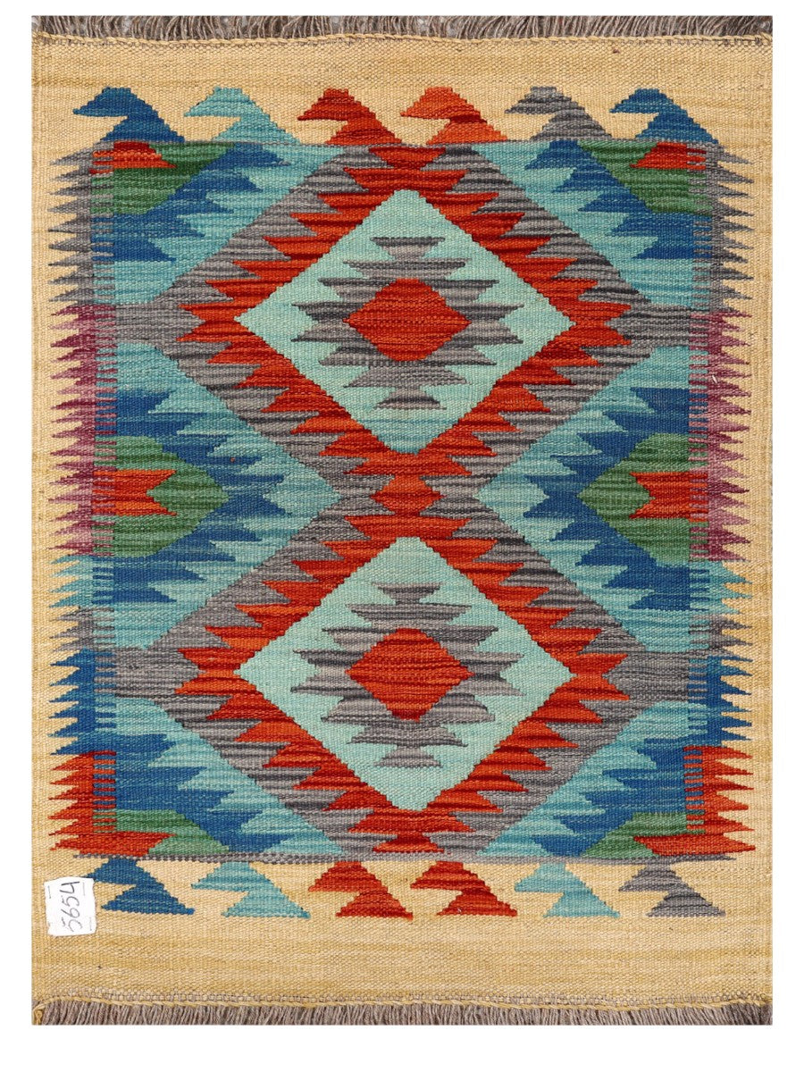 Maimana Afghanistan Kilim Rug - 94 x 69 cm - Handmade