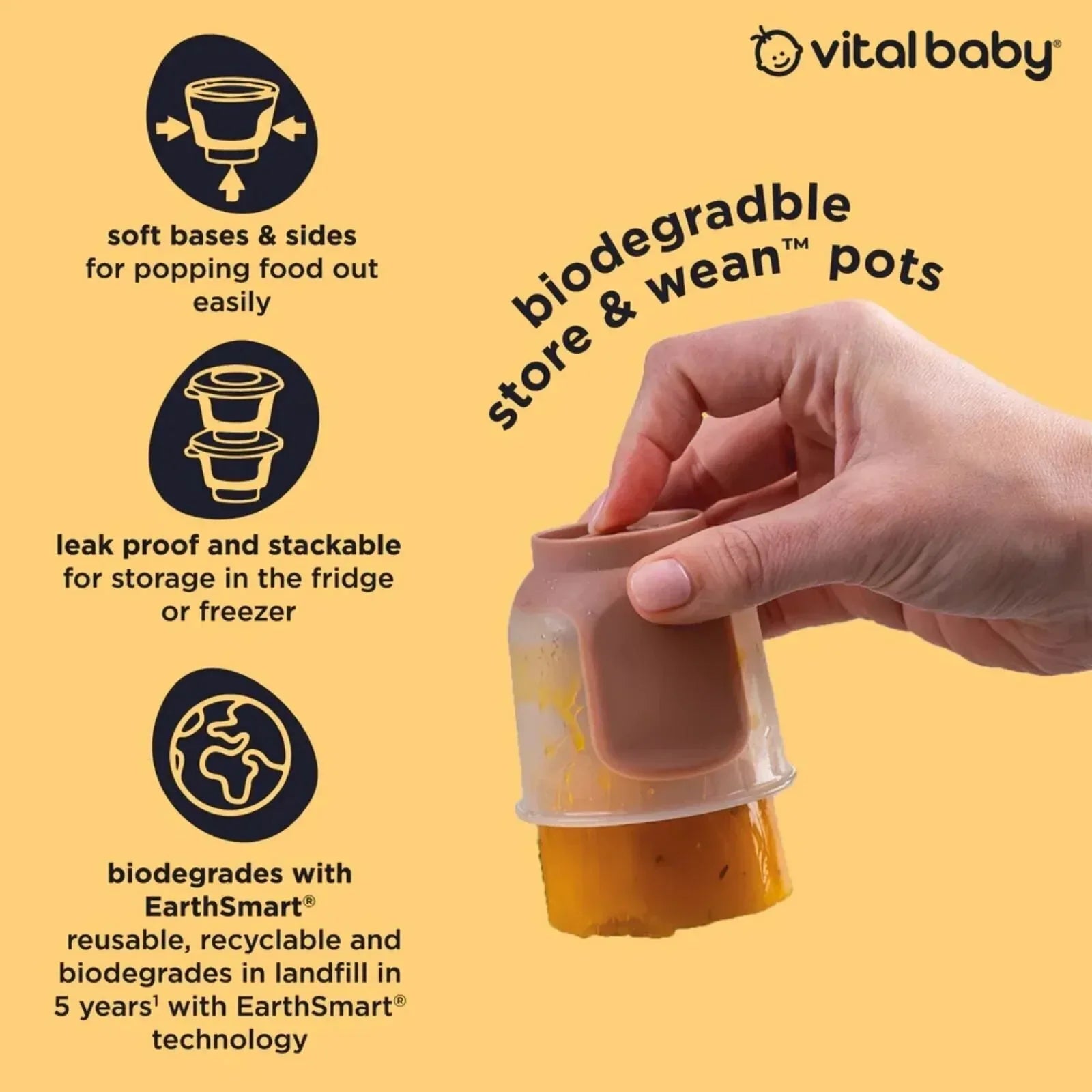 Vital Baby Nourish Store & Wean Pots 120ml Pack of 4 - Bobobiy