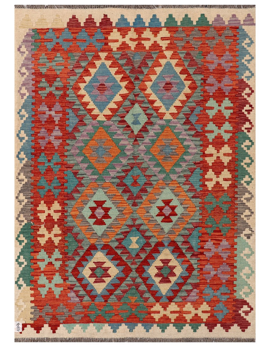 Maimana Afghanistan Kilim Rug - 201 x144 cm - Handmade