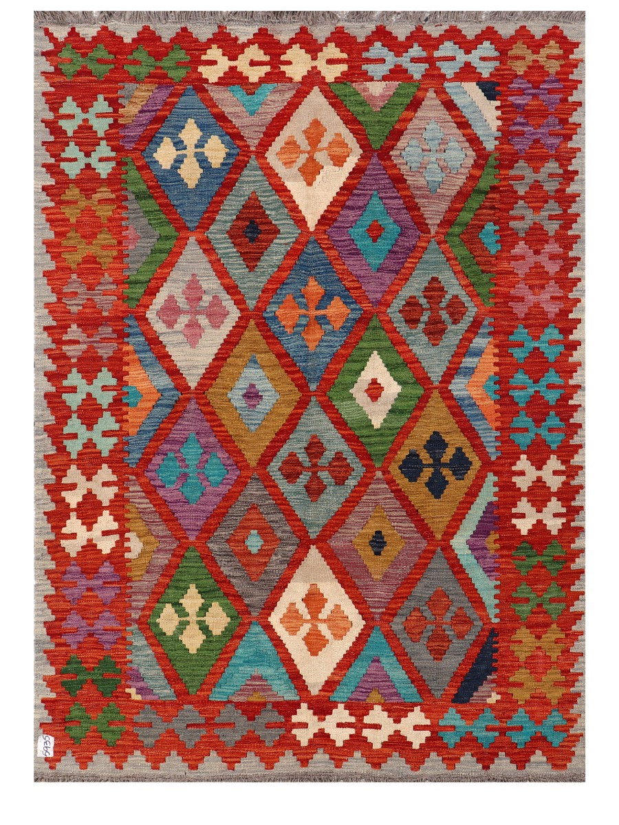 Maimana Afghanistan Kilim Rug - 203 x145 cm - Handmade