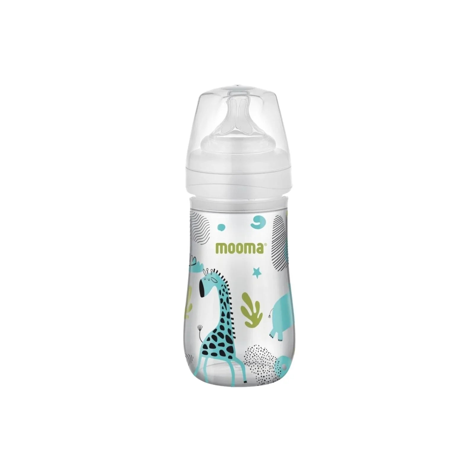 Neeko 250ml feeding bottle with fast-flow teat, dinos and animals print
