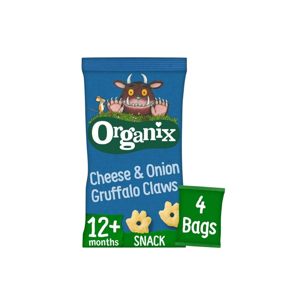 Organix Cheese & Onion Gruffalo Claws snack bag, 12+ months, 4 bags multipack