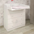 Kids white teddy changing dresser with flip-out changing top and 4 drawer fronts
