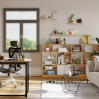 Round black side table with round top and geometric steel legs for support