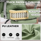 Light green PU leather chair cushion with high-density foam and pocket springs
