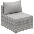 Outdoor PE Rattan Furniture with Cushions, Garden Armless Chair with Adjustable Footpads and Back Support Cushion, for Garden, Yard, Terrace, Light Grey - Bobobiy