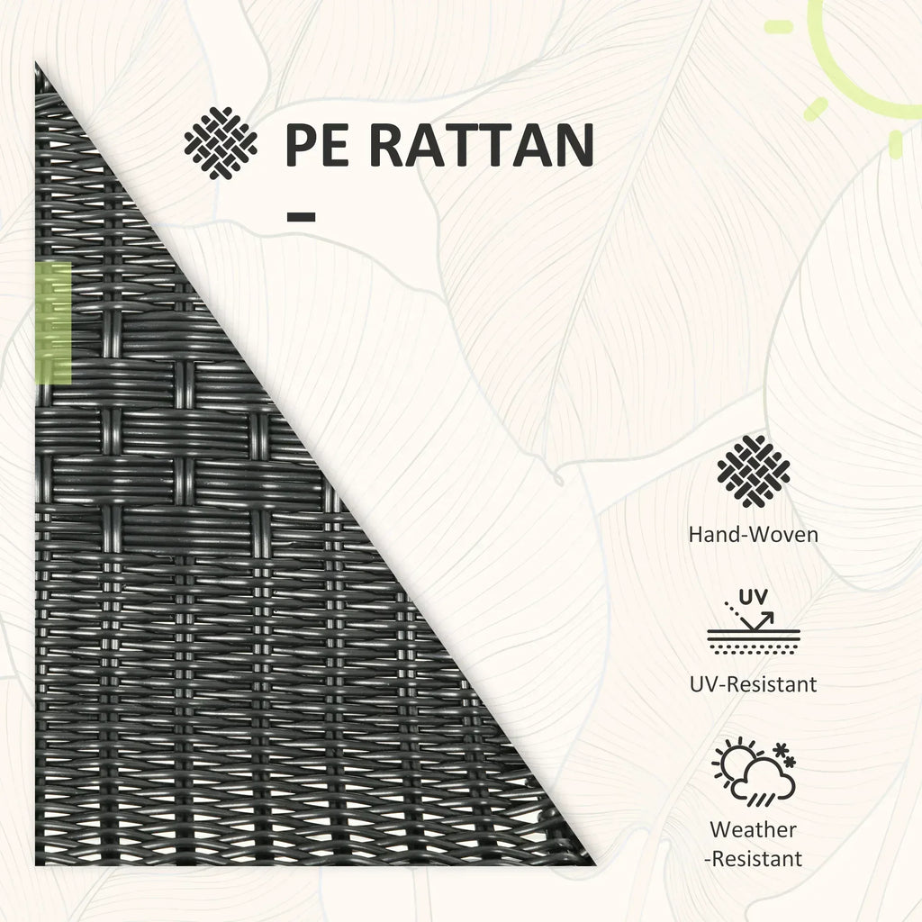 3 Pieces Rattan Bistro Set - Black - Bobobiy