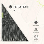 Black woven rattan chair details with hand-woven look and weather-resistant design