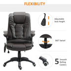 Heated massage office chair with high back, cushioned arms, adjustable height, 360 swivel base