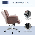 Rocking swivel office chair with armrests, chrome base, and caster wheels