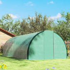 Green 6 x 3 m walk-in polytunnel greenhouse viewed from the side