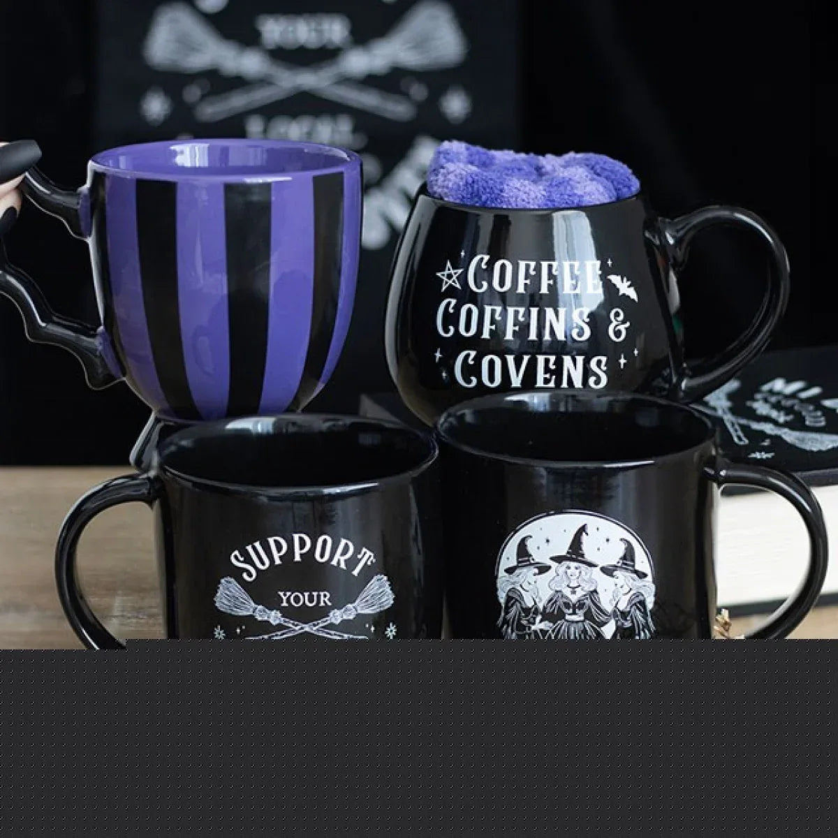 Purple Striped Bat Wing Teacup - Bobobiy