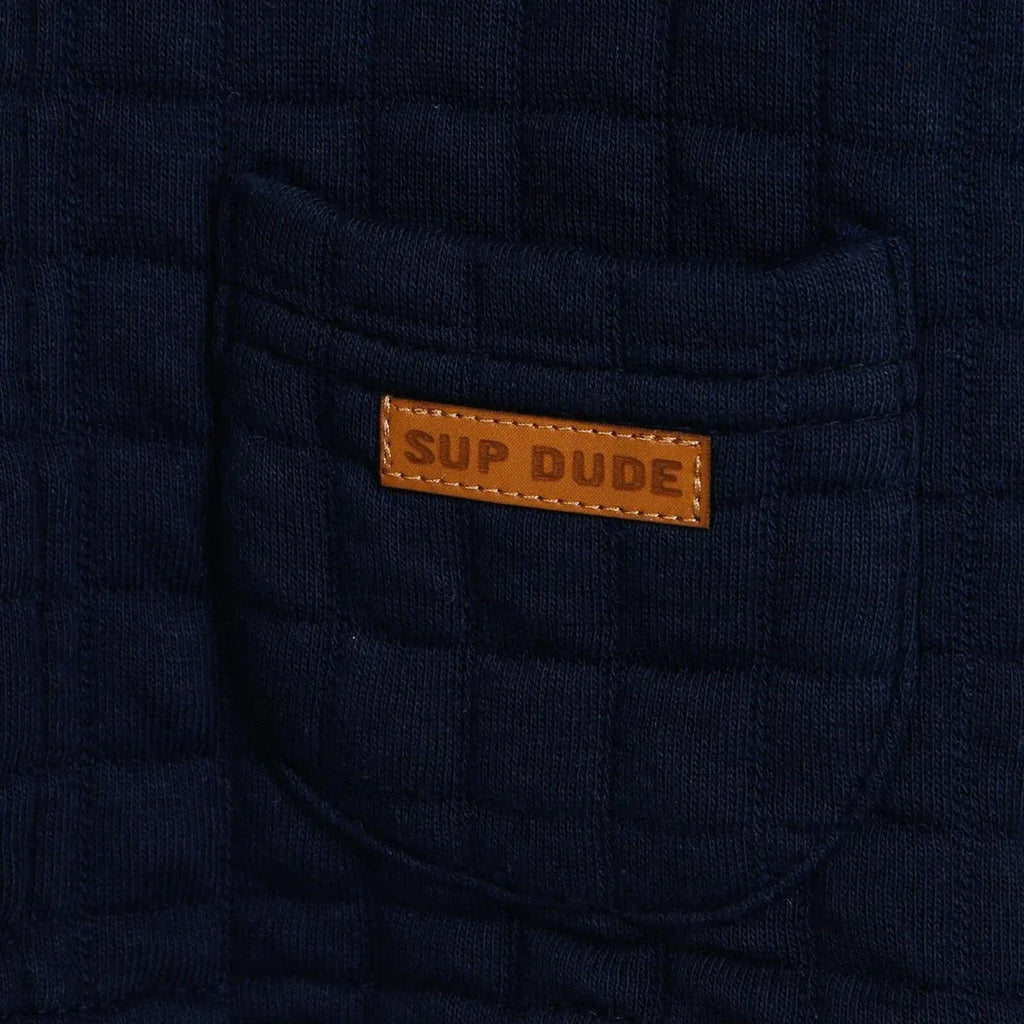 Tuffy Quilted Cardigan - Navy Blue - Bobobiy