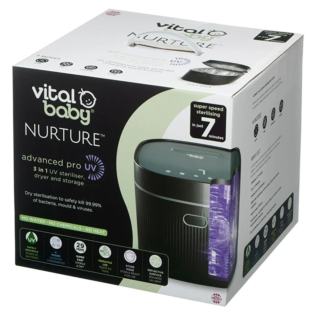 Vital Baby Nurture Advanced Pro UV Steriliser & Dryer - Black - Bobobiy