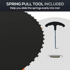 Black trampoline mat with included spring pull tool and extension spring