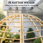 Beige PE rattan wicker weave on egg chair frame