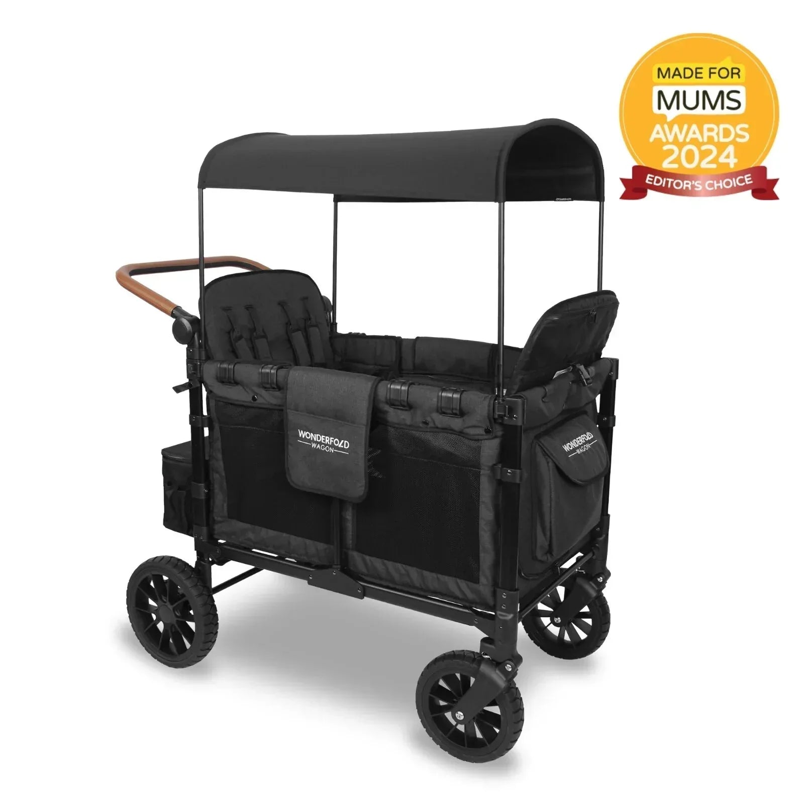 W4 Luxe Quad Stroller Wagon - Volcanic Black - Bobobiy