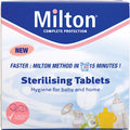 Milton sterilising tablets box, blue and white, clinically proven