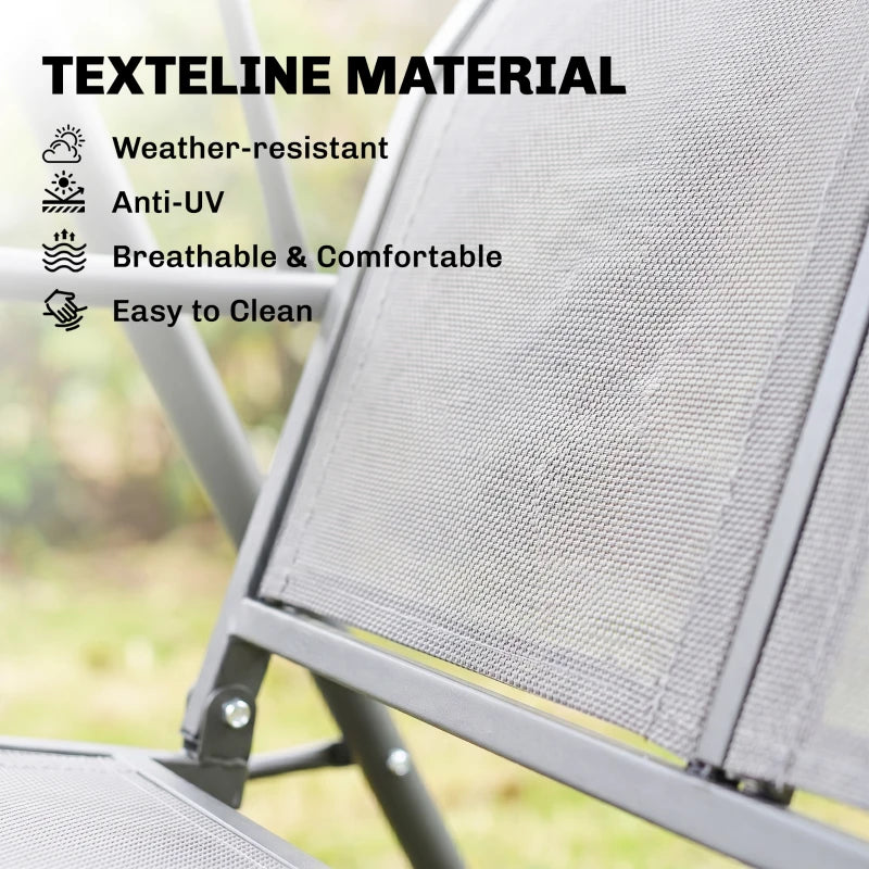 3 Seater Swing Chair, Garden Swing Bench with Canopy, Breathable Mesh Seat and Heavy Duty Steel Frame for Patio, Yard, Grey