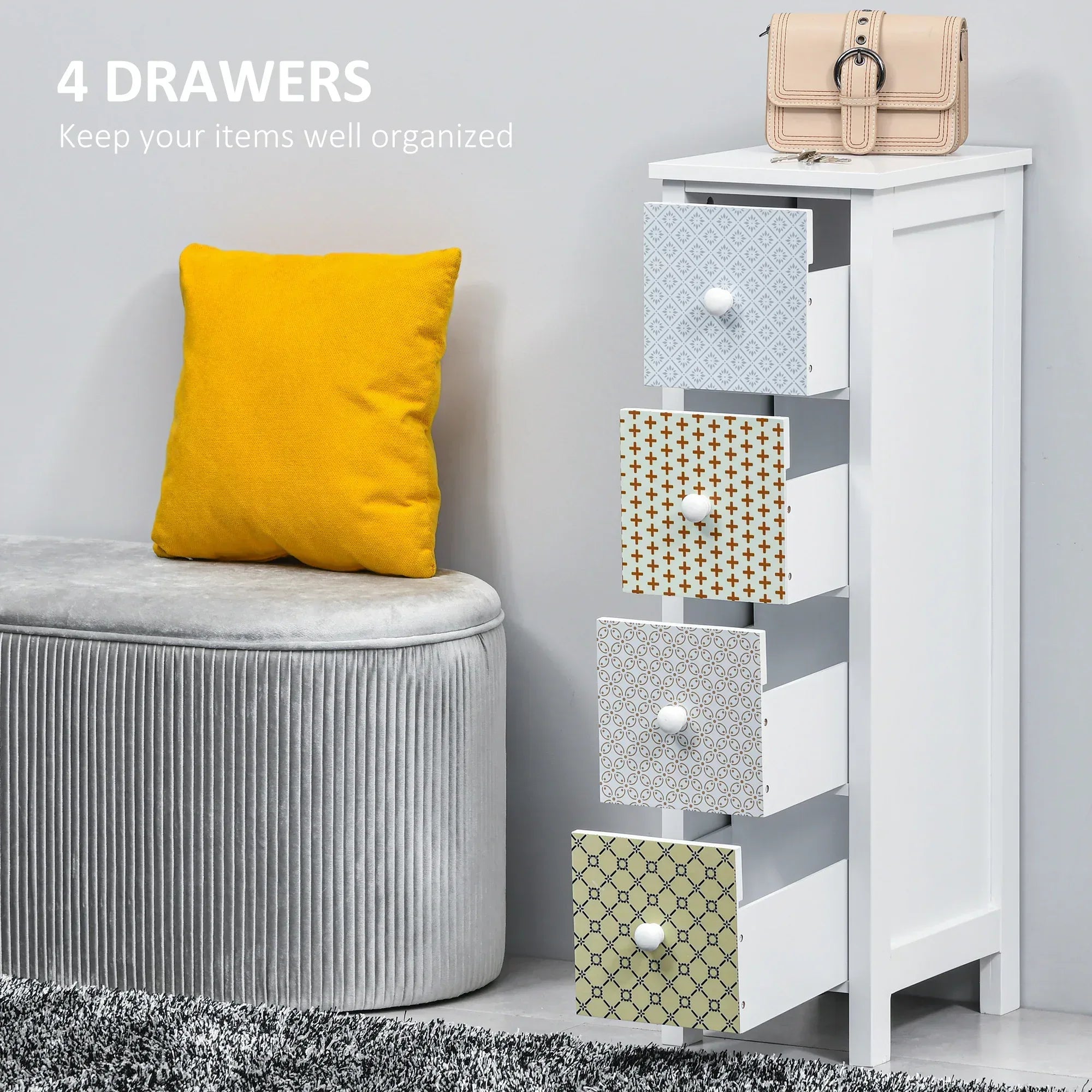 Chest of Drawers, 4 Drawer Dresser, Storage Organizer Toilet Tissue Cabinet for Bedroom, Bathroom - Bobobiy