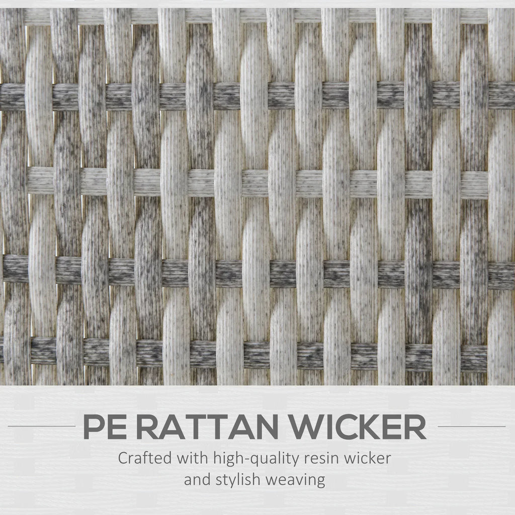 Single Seater Rattan Chair Sofa with Padded Cushions, All-Weather PE Wicker Weave Garden Armchair with Armrests, Grey - Bobobiy