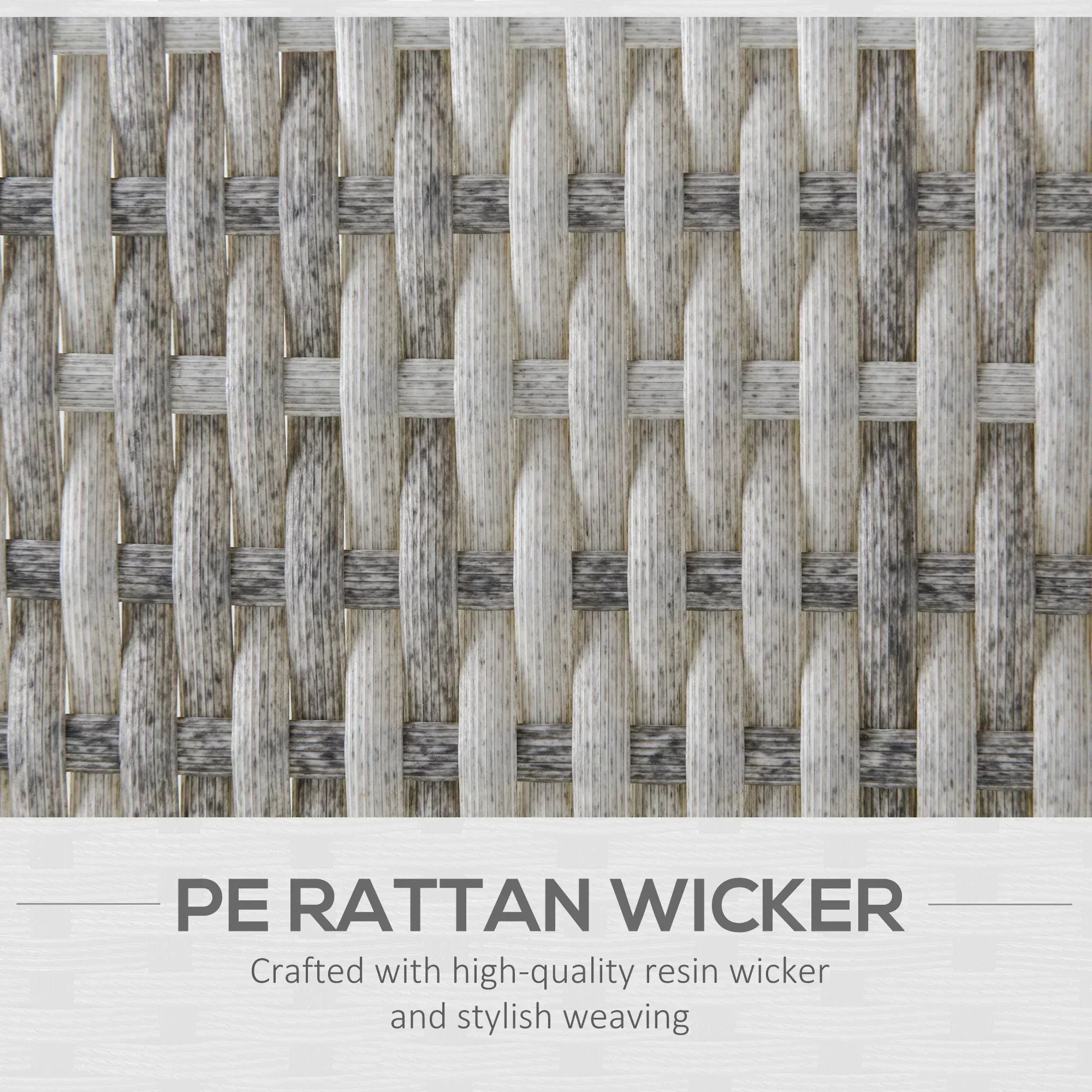 Single Seater Rattan Chair Sofa with Padded Cushions, All-Weather PE Wicker Weave Garden Armchair with Armrests, Grey - Bobobiy