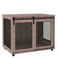 Dog Crate Furniture with Sliding Door for Large Dogs, Walnut Brown - Bobobiy