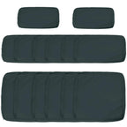Dark grey outdoor rattan sofa cushion cover set with three fitted pieces