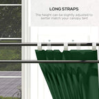 Green canopy side panel with long top straps and window panel edge