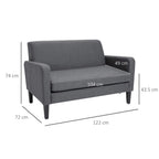 Charcoal grey loveseat sofa with rounded arms and thick seat cushion