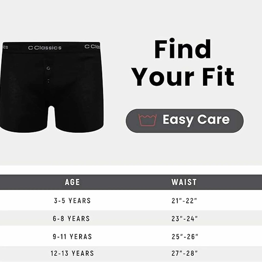 6-pack-boys-boxer-shorts-cotton-rich-black-moisture-wicking-button-fly-elasticated-breathable-underwear-for-active-kids-by-sock-stack-boxer-shorts-1177942088 - Bobobiy