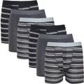 6 Pack Striped Black Grey Cotton Stretch Boxer Shorts Menswear Classic Activewear Breathable Soft and Durable Underwear for Men