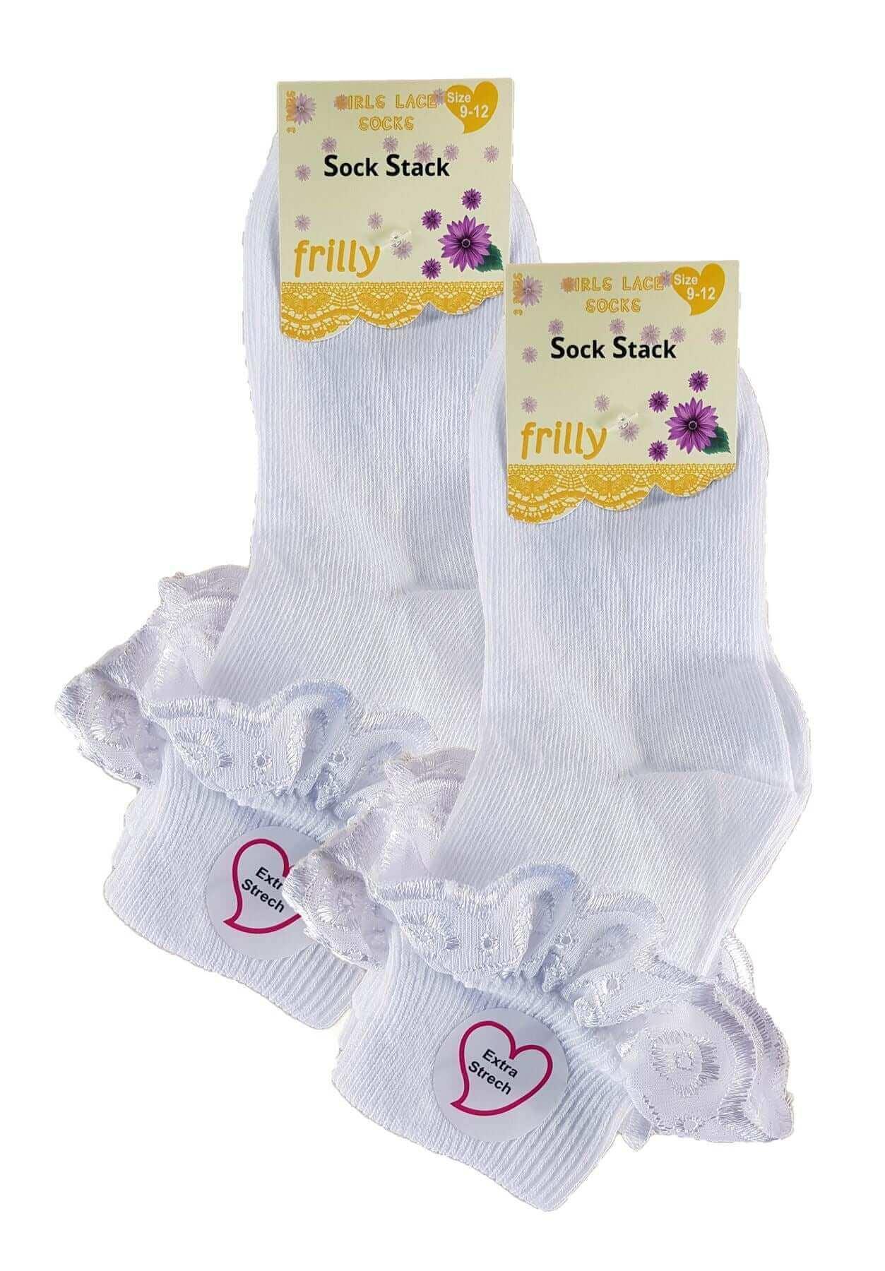 6-pairs-girls-cotton-rich-frilly-ankle-socks-durable-breathable-sculpted-heels-and-toes-multiple-sizes-and-colours-perfect-for-school-and-everyday-wear-by-sock-stack-white-0-2-socks-1 - Bobobiy