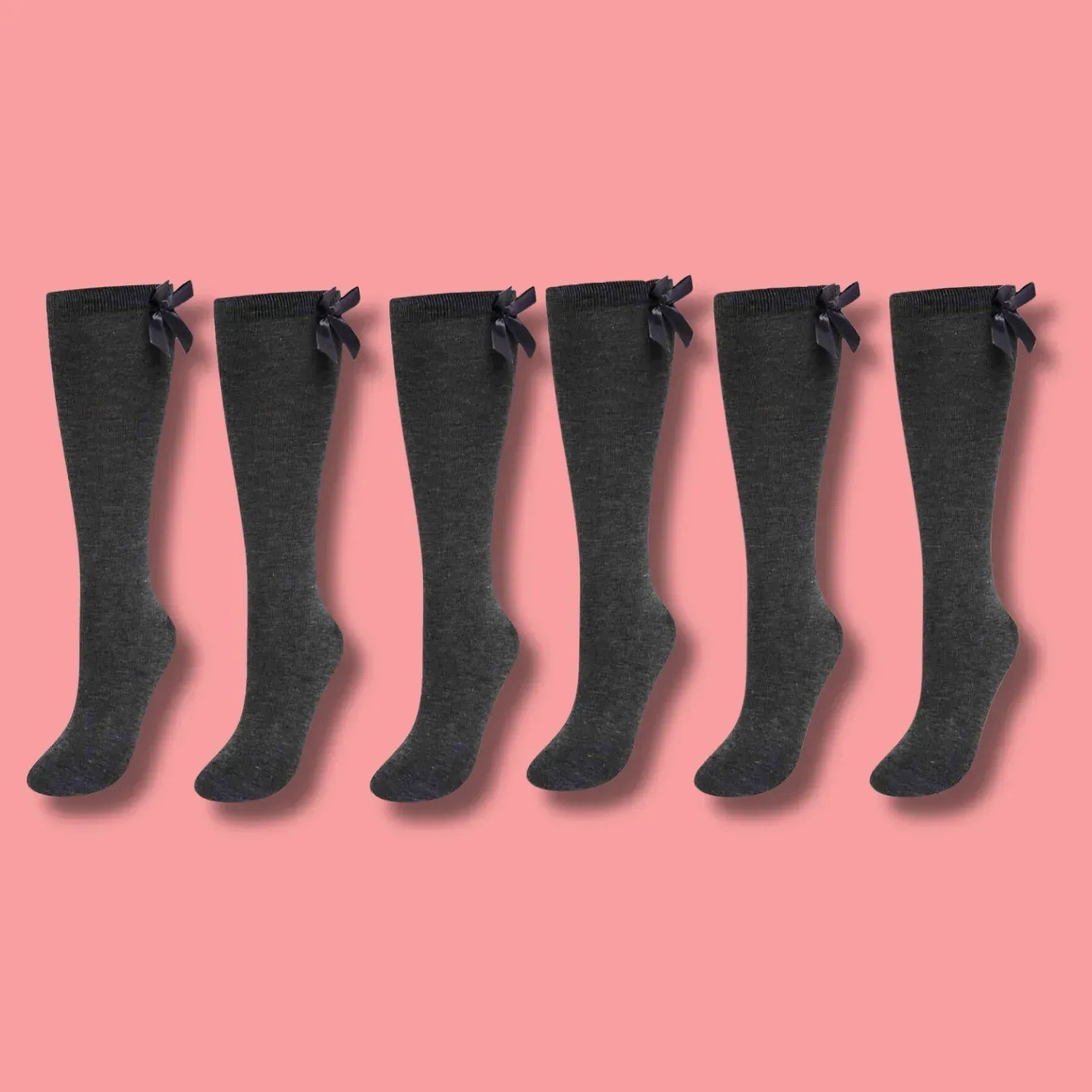 6-pairs-girls-knee-high-socks-with-ribbon-bows-back-to-school-cotton-rich-long-socks-stylish-comfortable-durable-for-uniforms-everyday-wear-ages-2-16-years-by-sock-stack-grey-9-12-soc - Bobobiy