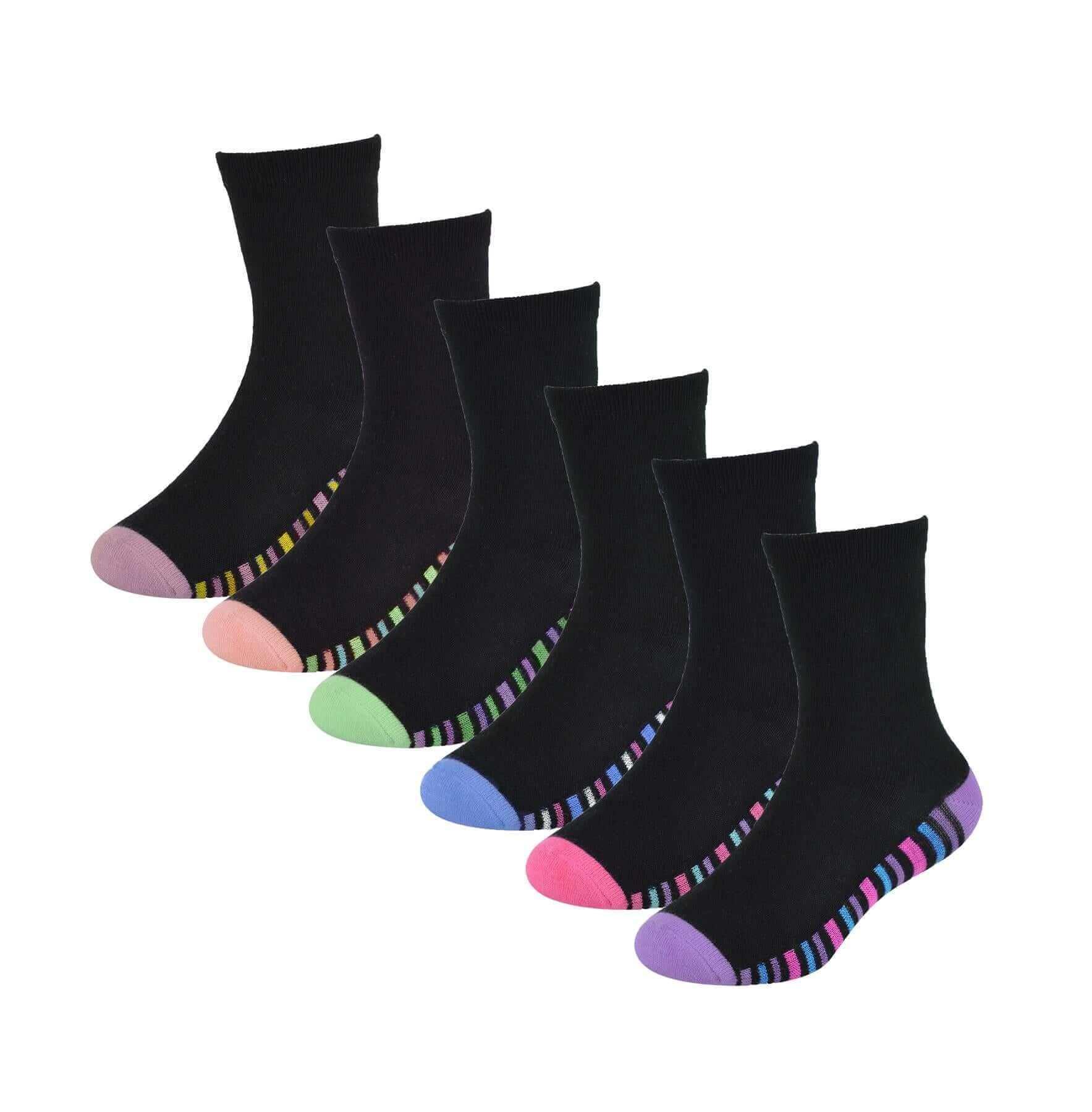 6-pairs-kids-bamboo-socks-breathable-anti-bacterial-moisture-wicking-soft-comfortable-casual-socks-for-boys-and-girls-ages-2-13-eco-friendly-hypoallergenic-durable-by-sock-stack-black - Bobobiy