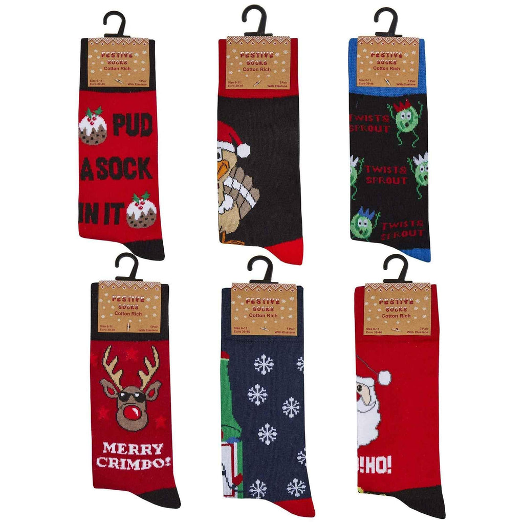 6-pairs-men-s-christmas-socks-collection-novelty-festive-designs-cotton-rich-santa-rudolph-beer-xmas-pudding-comfortable-holiday-socks-by-sock-stack-uk-6-11-eur-39-45-assorted-6-11-so - Bobobiy