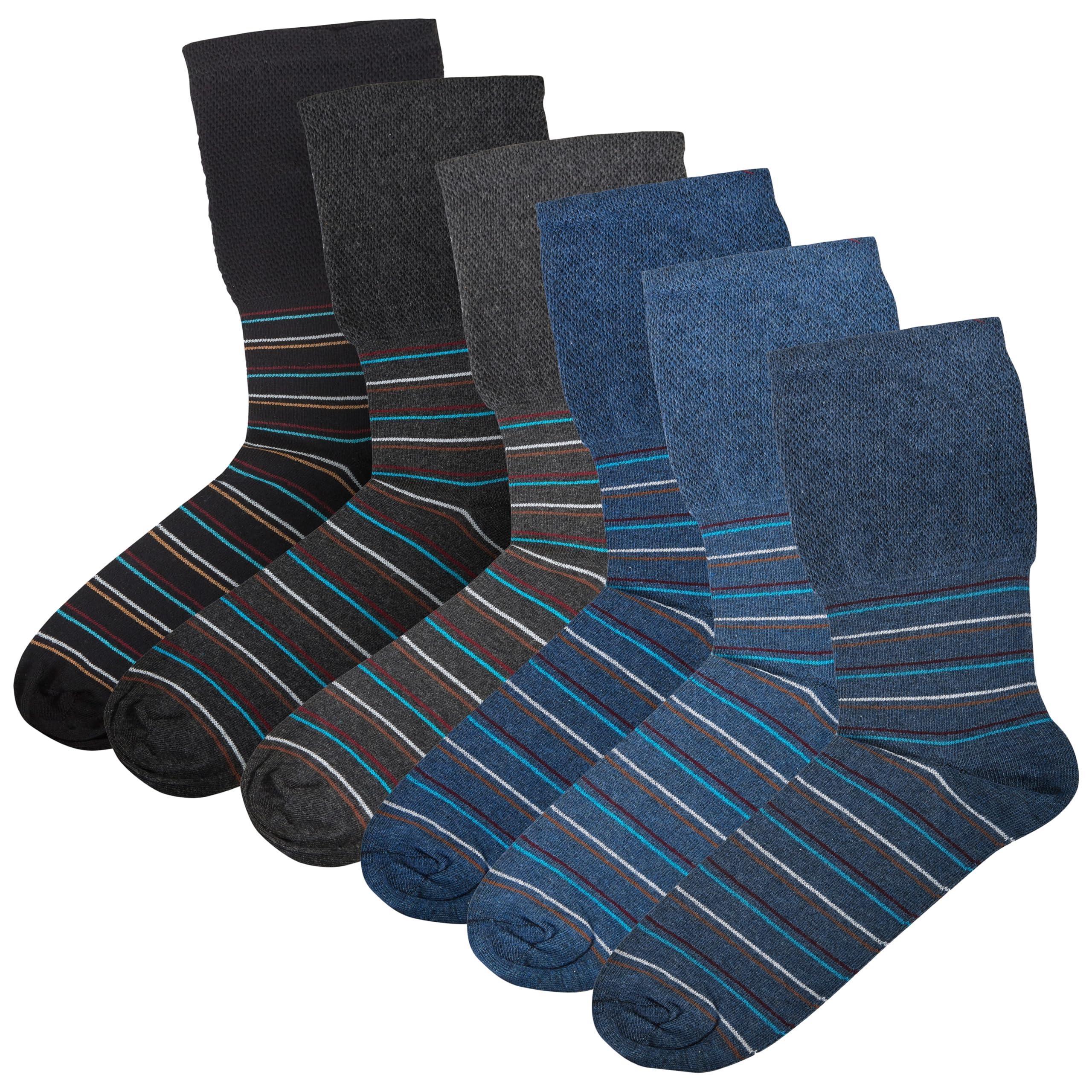 6-pairs-men-s-extra-wide-diabetic-socks-non-elastic-loose-top-moisture-wicking-antibacterial-breathable-cotton-for-leg-swelling-sock-stack-stripes-6-11-socks-1196632082 - Bobobiy