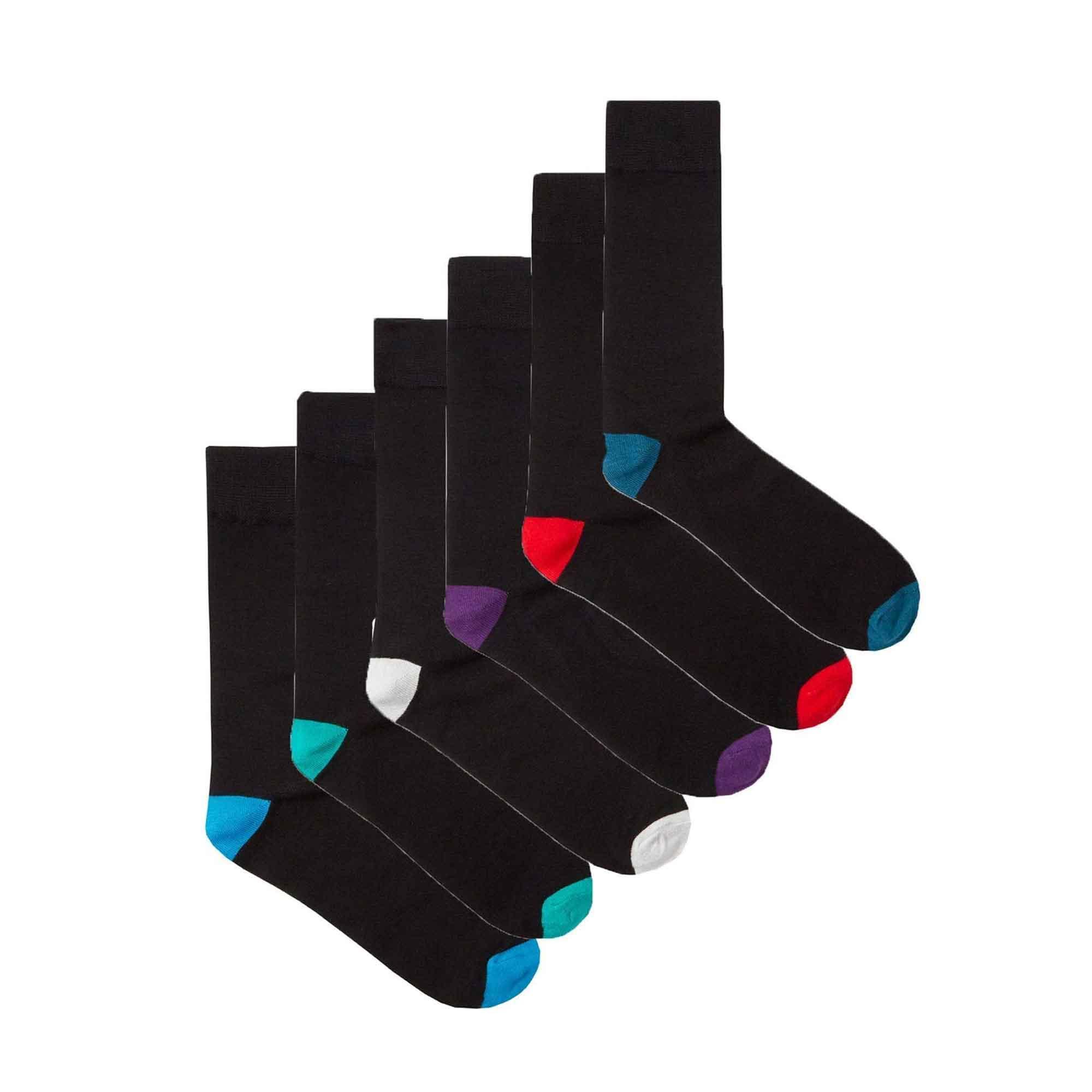 6-pairs-mens-bamboo-socks-argyle-stripe-breathable-moisture-wicking-casual-suit-anti-odor-soft-grip-elastic-hand-linked-toe-seam-uk-6-11-eur-39-45-sock-stack-black-multi-6-11-socks-11 - Bobobiy