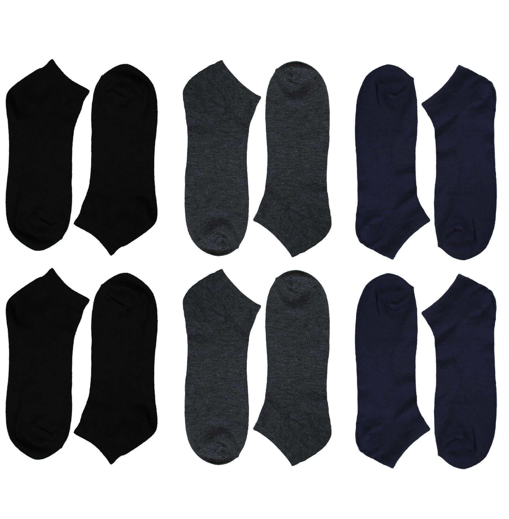 6-pairs-mens-lightweight-breathable-cotton-blend-ankle-trainer-socks-with-arch-support-for-running-gym-everyday-wear-in-black-white-navy-grey-sizes-uk-6-11-eur-39-45-by-sock-stack-ass - Bobobiy