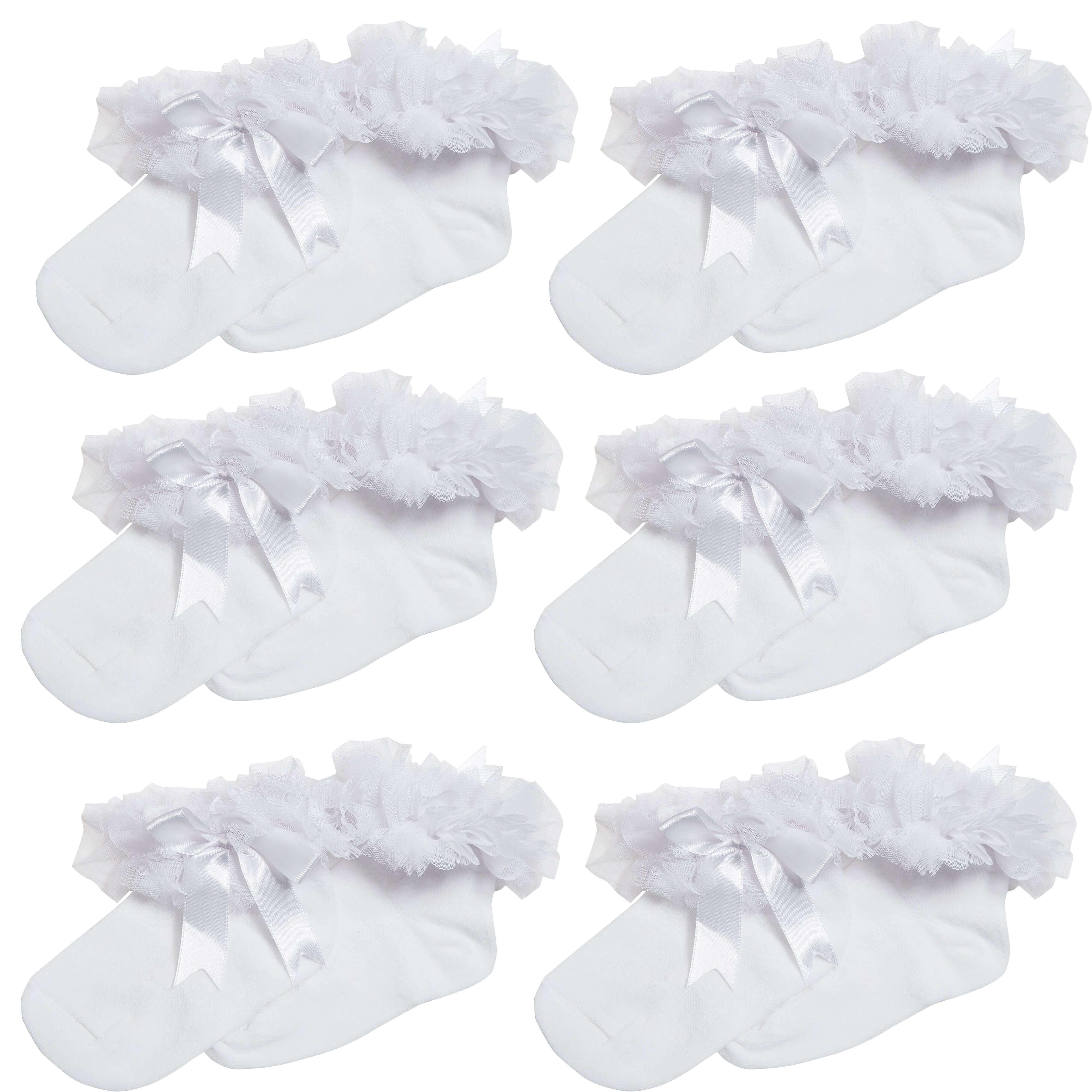 6-pairs-white-girls-tutu-frilly-ankle-socks-with-lace-bow-super-soft-wedding-christening-sock-by-sock-stack-1-2-yrs-white-socks-1176513509 - Bobobiy