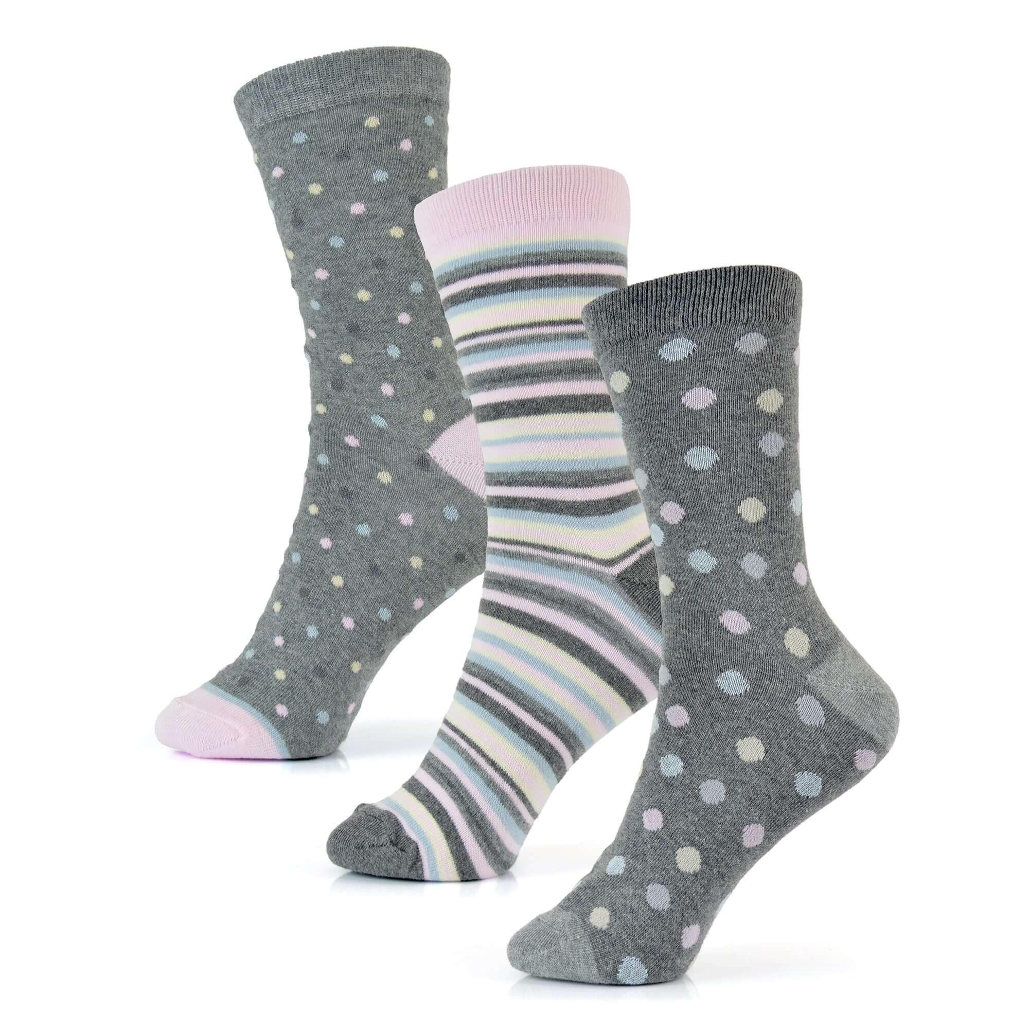 6-pairs-women-s-cotton-rich-socks-fun-designs-stripes-dots-leopard-fox-dog-cat-prints-uk-4-7-breathable-durable-by-sock-stack-socks-1176513915 - Bobobiy