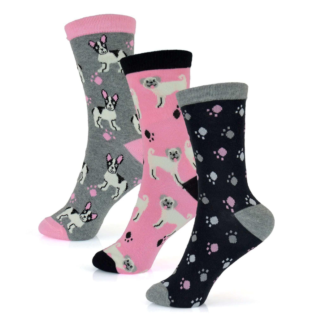 6-pairs-women-s-cotton-rich-socks-fun-designs-stripes-dots-leopard-fox-dog-cat-prints-uk-4-7-breathable-durable-by-sock-stack-socks-1176513930 - Bobobiy