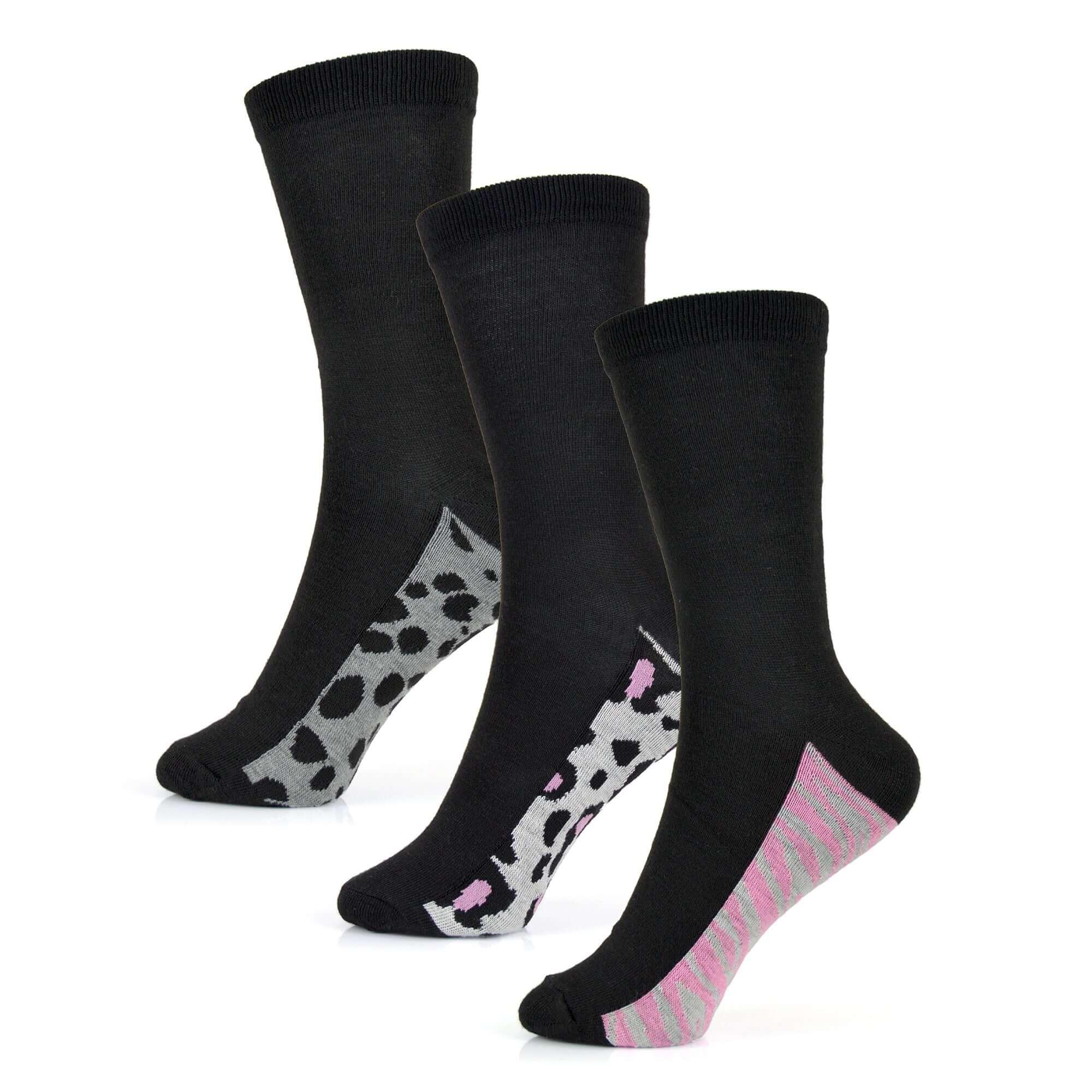 6-pairs-women-s-cotton-rich-socks-fun-designs-stripes-dots-leopard-fox-dog-cat-prints-uk-4-7-breathable-durable-by-sock-stack-socks-1176513932 - Bobobiy