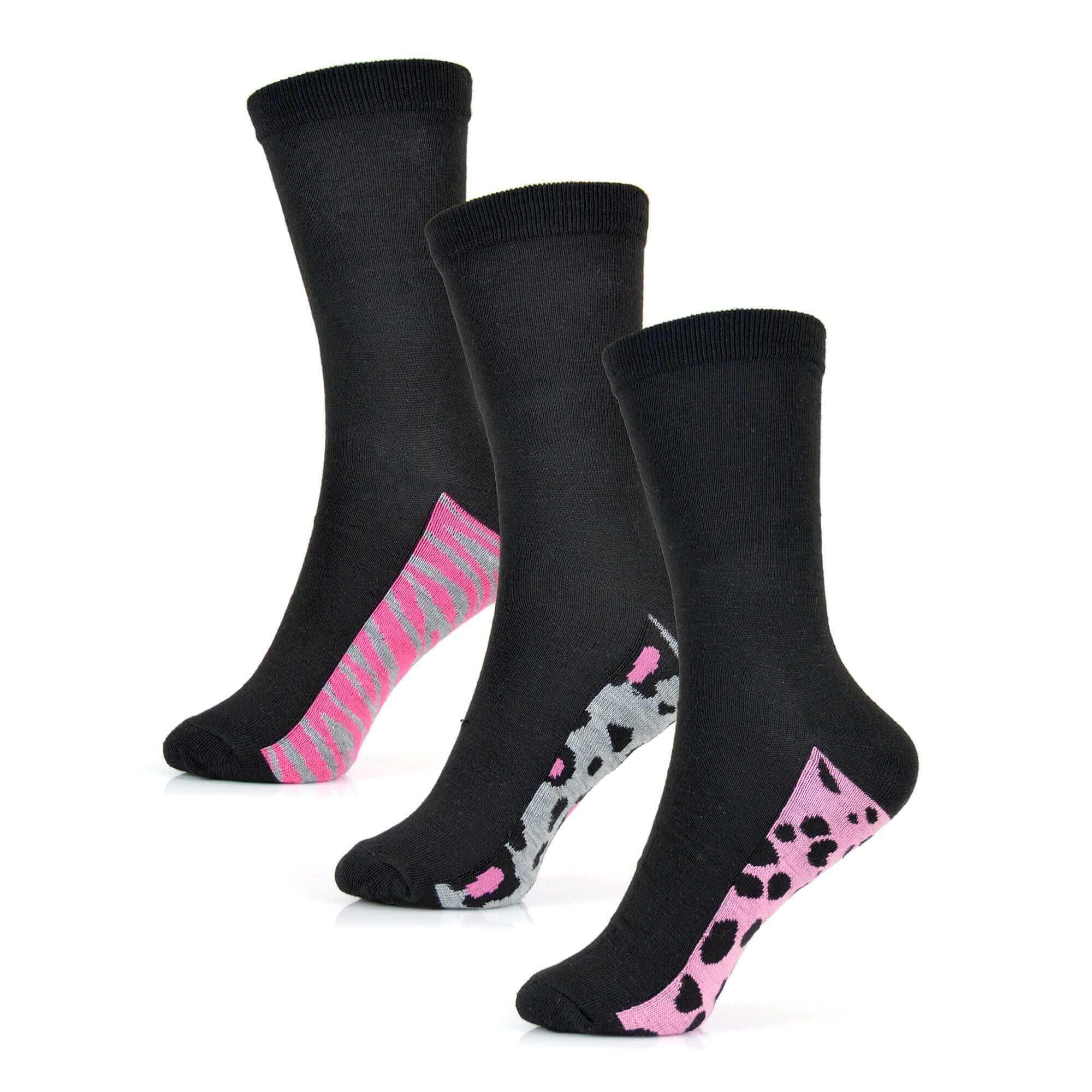 6-pairs-women-s-cotton-rich-socks-fun-designs-stripes-dots-leopard-fox-dog-cat-prints-uk-4-7-breathable-durable-by-sock-stack-socks-1176513933 - Bobobiy