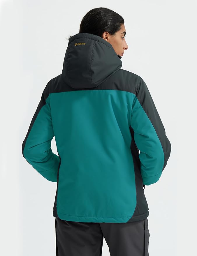 Women's Waterproof Ski Jacket Fleece Coat with Hood, Size XL GEMYSE