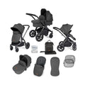 Ickle Bubba Stomp Luxe 2-in-1 Pushchair & Carrycot - Black/Charcoal Grey/Black