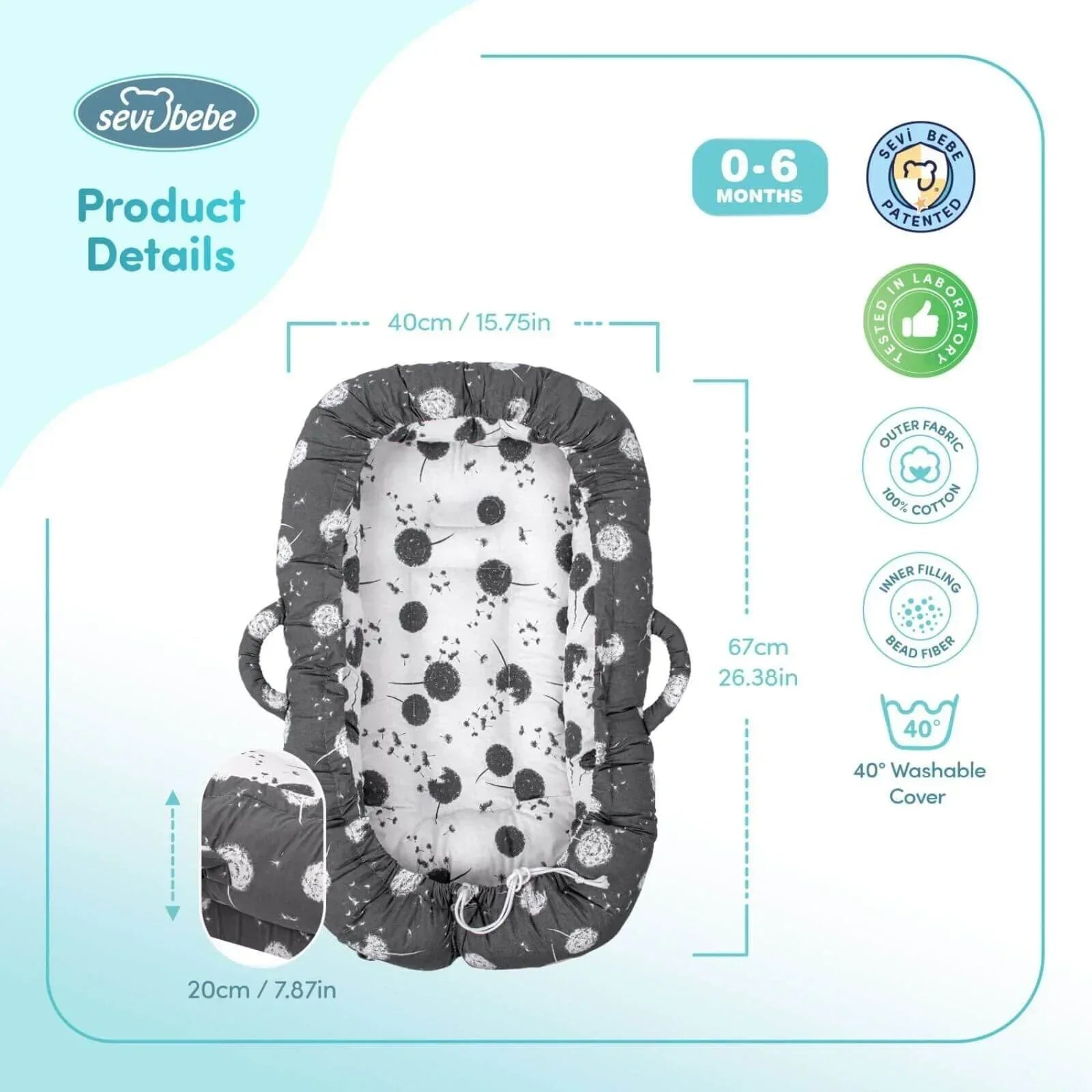 baby plus Mother Side Baby Reflux Bed - Dandelion - Bobobiy