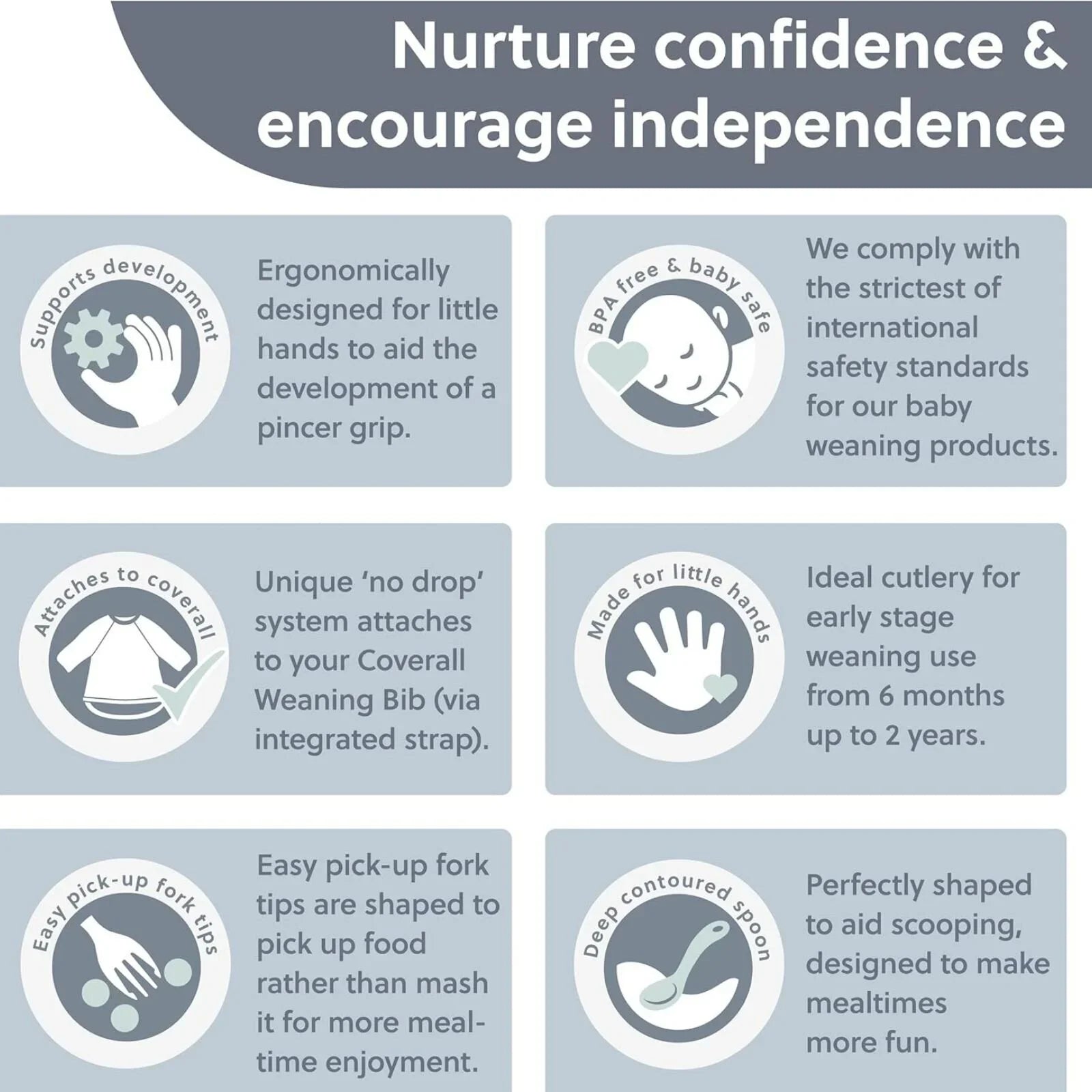 Bibado Handi Cutlery Attachable Weaning Cutlery Set 6+ months Pack of 2 - Blush