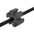 Black frame connector clip detail for height-adjustable net setup