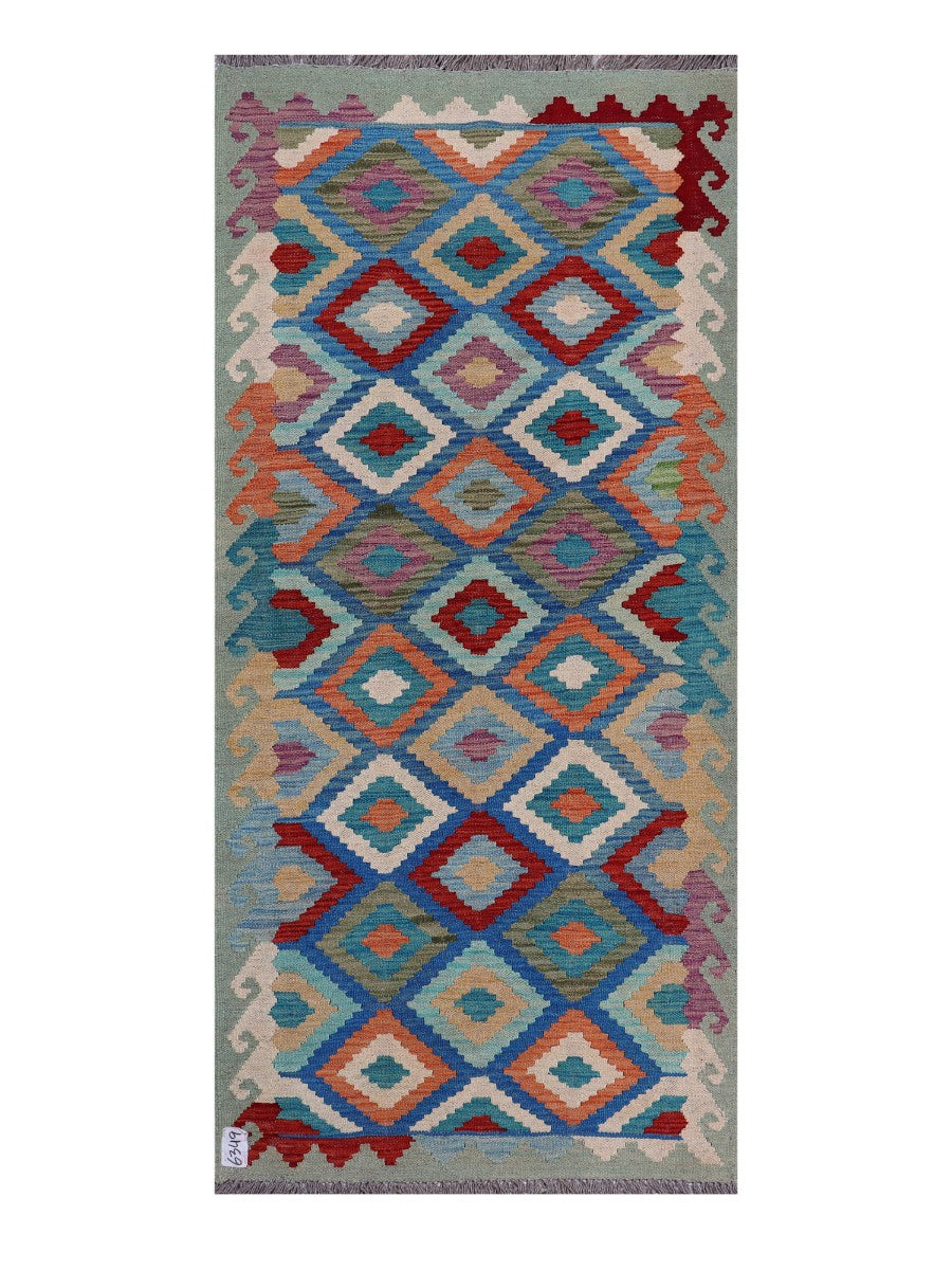 Maimana Afghanistan Kilim Rug - 198 x91 cm - Handmade